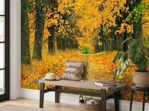 Hot Herfst Bomen met Gele Bladeren fotobehang Bloemen