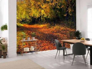 Best Herfstbos met Bomen en Bladeren fotobehang Bloemen