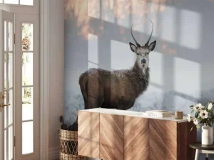Discount Hert in de winter fotobehang Dieren