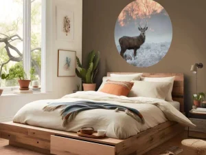 Discount Hert in de winter fotobehang Dieren