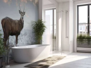 Discount Hert in de winter fotobehang Dieren