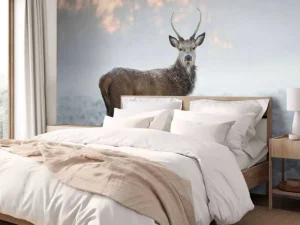 Discount Hert in de winter fotobehang Dieren