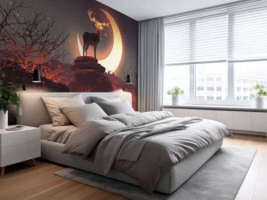 Hot Hert in vuur en vlam fotobehang Tienerkamer | Dieren