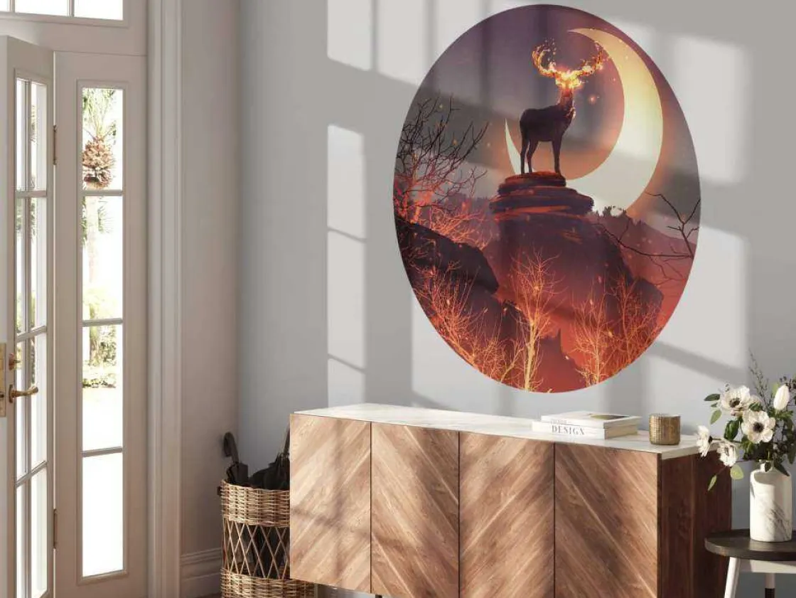 hert_in_vuur_en_vlam_foto_5.webp Hot Hert in vuur en vlam fotobehang Tienerkamer | Dieren