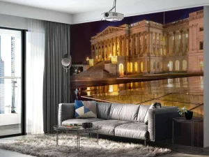 Online Het Capitool in de avond fotobehang Architectuur