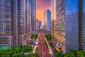 Hot Het financieel district van Tokyo fotobehang Architectuur