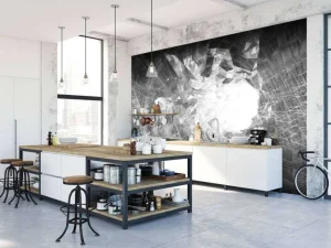 Best High-tech portaal in zwart-wit fotobehang Tienerkamer | Computerkamer
