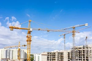 Best Hijskranen aan het werk fotobehang Architectuur