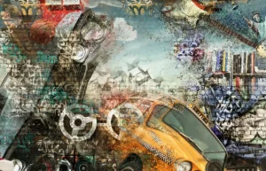 Discount Hiphop en grunge graffiti creatie fotobehang Tienerkamer | Kunst & Design