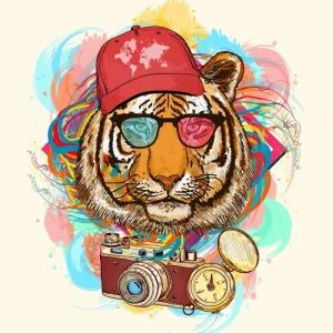 Discount Hipster tijger tekening fotobehang Tienerkamer