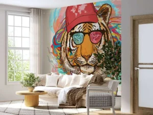 Discount Hipster tijger tekening fotobehang Tienerkamer