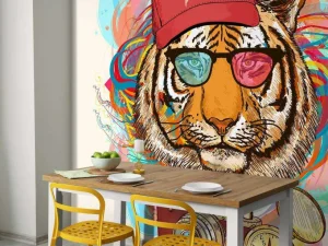 Discount Hipster tijger tekening fotobehang Tienerkamer
