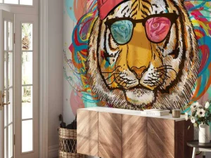 Discount Hipster tijger tekening fotobehang Tienerkamer
