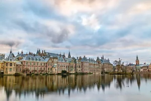Online Hofvijver in Den Haag fotobehang Steden | Architectuur
