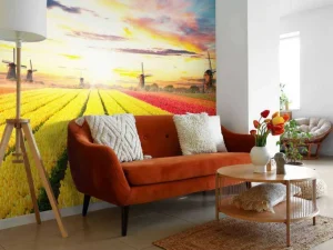 Discount Hollands tulpenveld fotobehang Steden | Architectuur