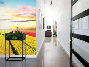 Discount Hollands tulpenveld fotobehang Steden | Architectuur