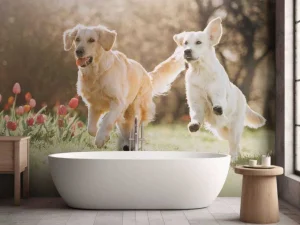 Outlet Honden in een parkje fotobehang Dieren