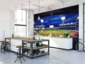 Outlet Honkbalstadion in de avond fotobehang Tienerkamer | Kinderkamer