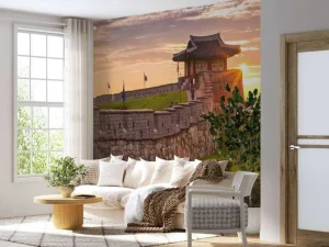Fashion Hwaseong-vesting bij zonsondergang fotobehang Architectuur