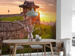 Fashion Hwaseong-vesting bij zonsondergang fotobehang Architectuur
