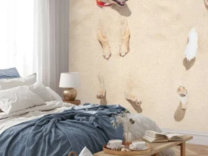 Discount Ingegraven honden op het strand fotobehang Dieren