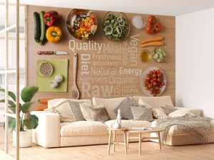 Online Ingrediënten met woorden fotobehang Keuken