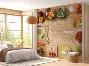 Online Ingrediënten met woorden fotobehang Keuken