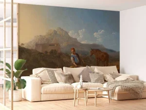 New Italiaans landschap met geitenmelkster fotobehang Kunst & Design