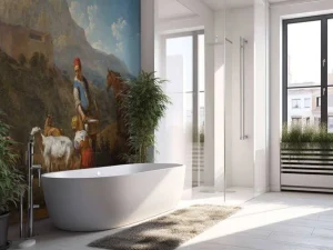 New Italiaans landschap met geitenmelkster fotobehang Kunst & Design