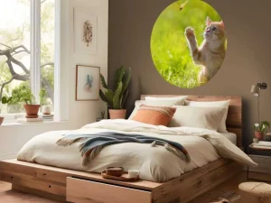 Fashion Jonge kat probeert een vlinder te vangen fotobehang Kinderkamer | Dieren