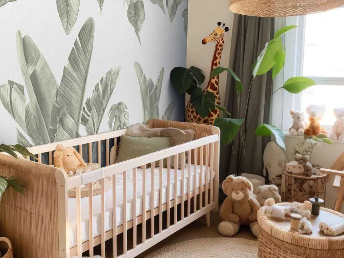 jungle_bladeren_in_groen_4.webp Best Jungle bladeren in groen Kinderkamer