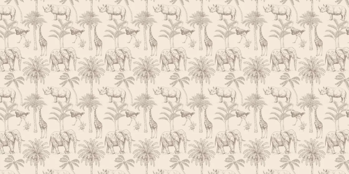 jungle_dieren_beige_0.webp Outlet Jungle dieren beige Kinderkamer | Dieren