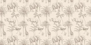 Outlet Jungle dieren beige Kinderkamer | Dieren