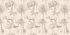 Outlet Jungle dieren beige Kinderkamer | Dieren
