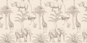 Outlet Jungle dieren beige Kinderkamer | Dieren