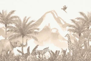 Best Jungle dieren in taupe Kinderkamer