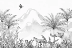 Hot Jungle dieren in zwart-wit Kinderkamer