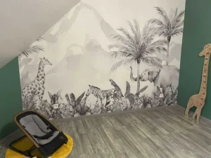 Hot Jungle dieren in zwart-wit Kinderkamer