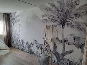 Hot Jungle dieren in zwart-wit Kinderkamer