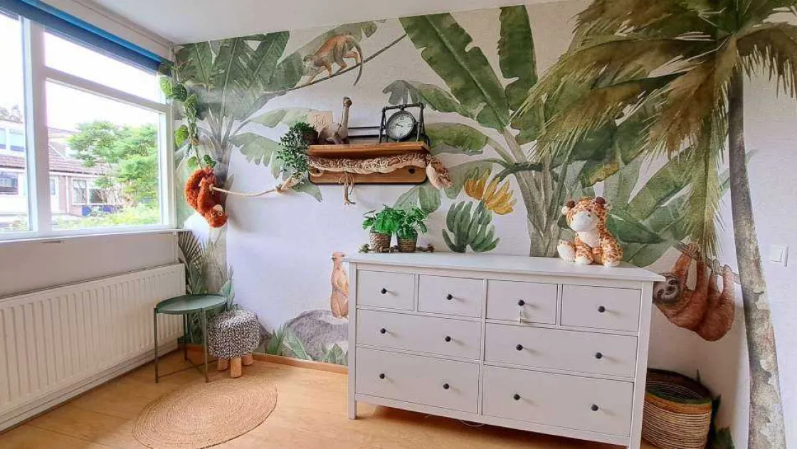 jungle_met_kleurrijke_die_1.webp Fashion Jungle met kleurrijke dieren Kinderkamer