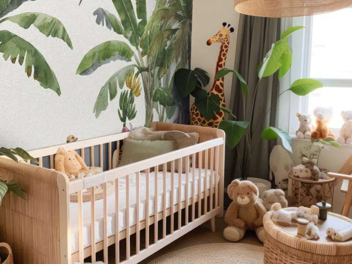 jungle_met_kleurrijke_die_7.webp Fashion Jungle met kleurrijke dieren Kinderkamer