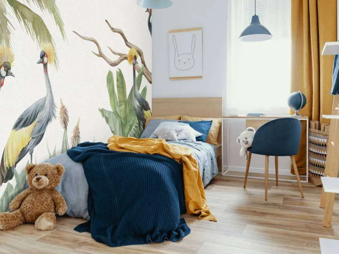 jungle_met_kraanvogels_2.webp Hot Jungle met kraanvogels Kinderkamer | Dieren