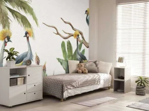 Hot Jungle met kraanvogels Kinderkamer | Dieren