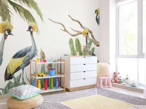 Hot Jungle met kraanvogels Kinderkamer | Dieren