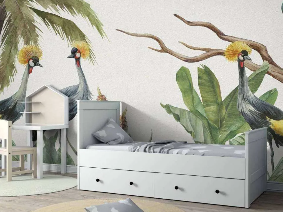 jungle_met_kraanvogels_7.webp Hot Jungle met kraanvogels Kinderkamer | Dieren