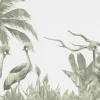Hot Jungle met kraanvogels in groen Kinderkamer | Dieren