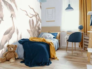 Outlet Jungle met kraanvogels in taupe Kinderkamer | Dieren