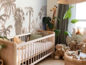 New Jungle thema in taupe Kinderkamer