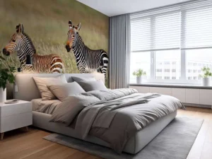 Discount Kaapse bergzebra met een veulentje fotobehang Dieren