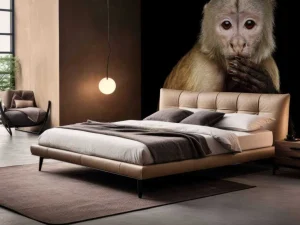 Outlet Kapucijnaap met een zwarte achtergrond fotobehang Dieren